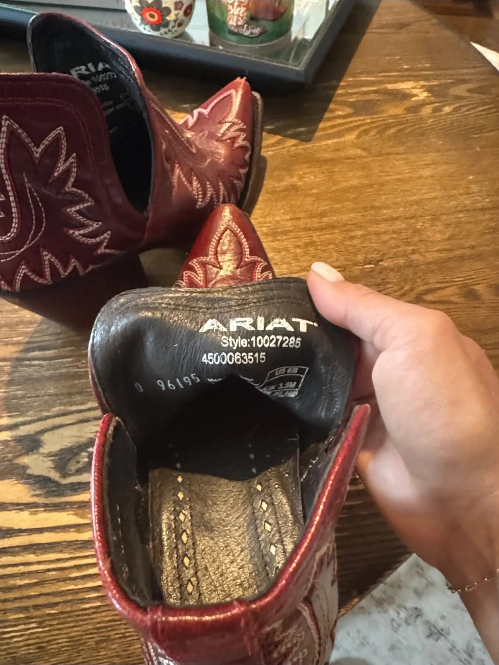 Ariat Burgundy Western Ankle Boots - Embroidered Pointed Toe - Picture 3 of 3